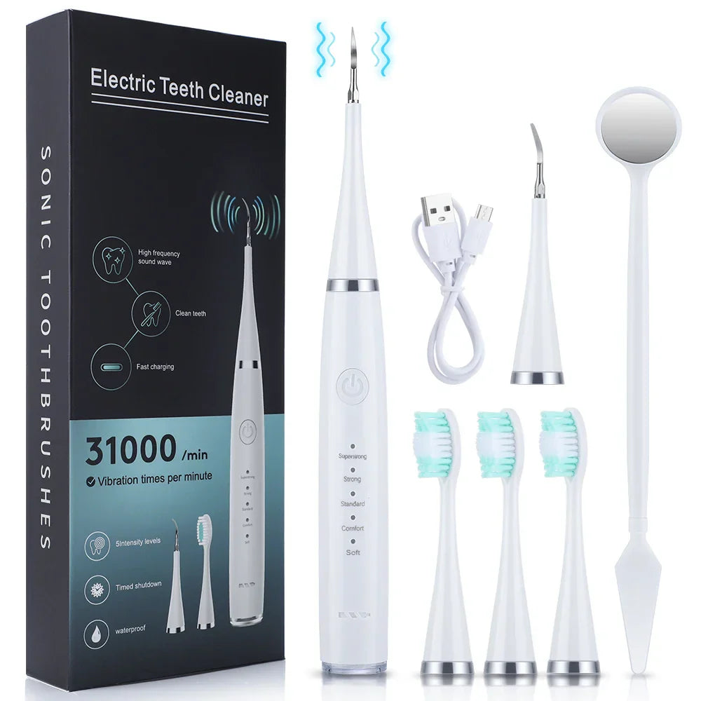 Escova de Dentes Elétrica Ultrassônica 6 em 1- Dental Scaler